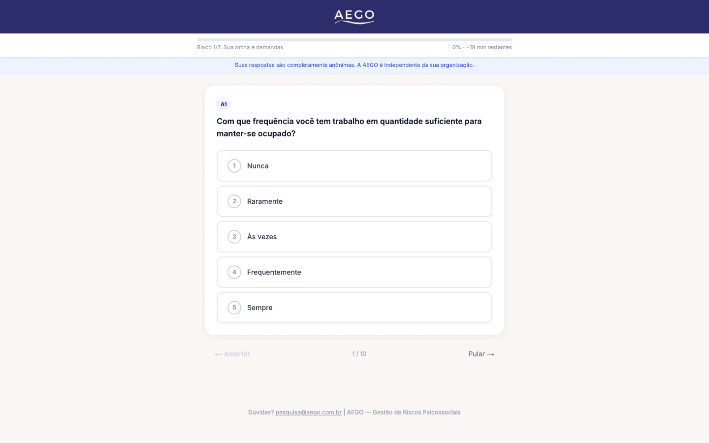 Questionário AEGO