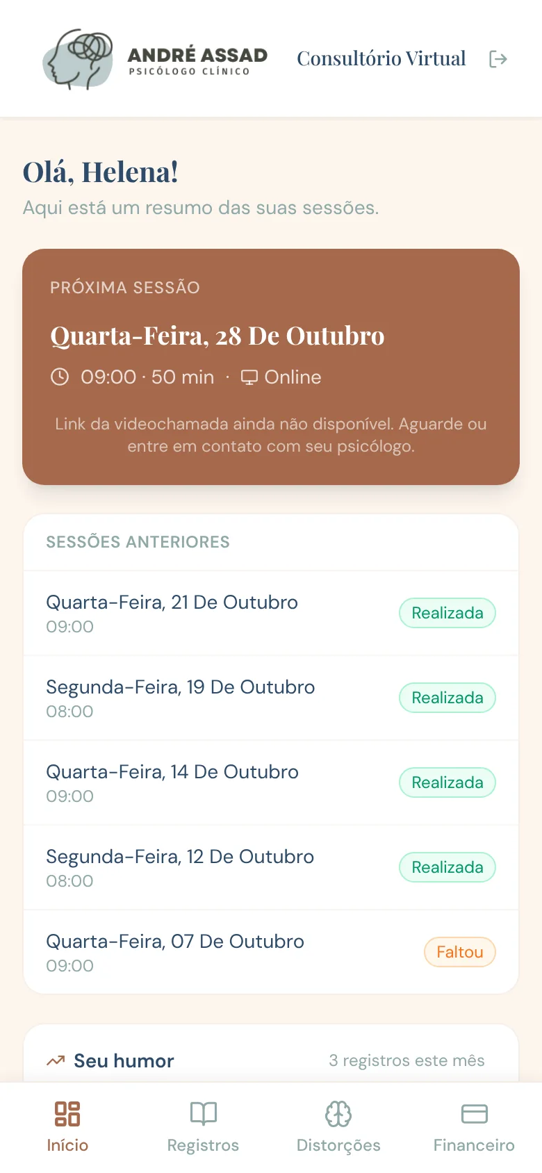 Início do app do paciente